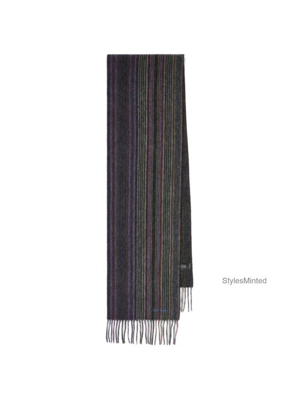 100% Lambswool Striped Scarf with Tasseled Ends
